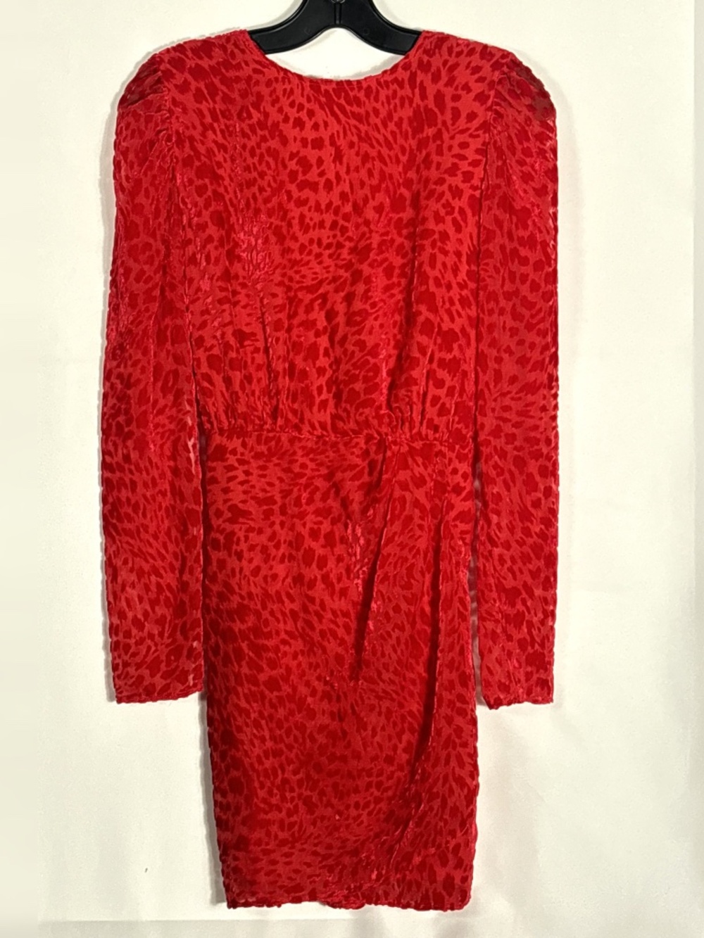 The Kooples Red Leopard Devoré Velvet Mini Dress Puff Shoulder Long Sleeve Sz 1